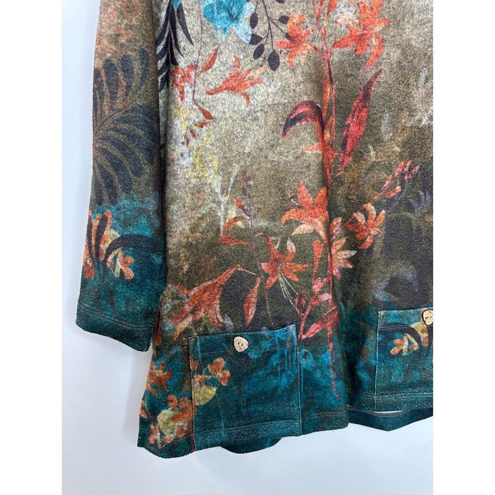 Ali Miles Brushed Soft Knit Tunic Top Pockets 3/4 Sleeve Small Autumn Fall Art - Picture 5 of 11